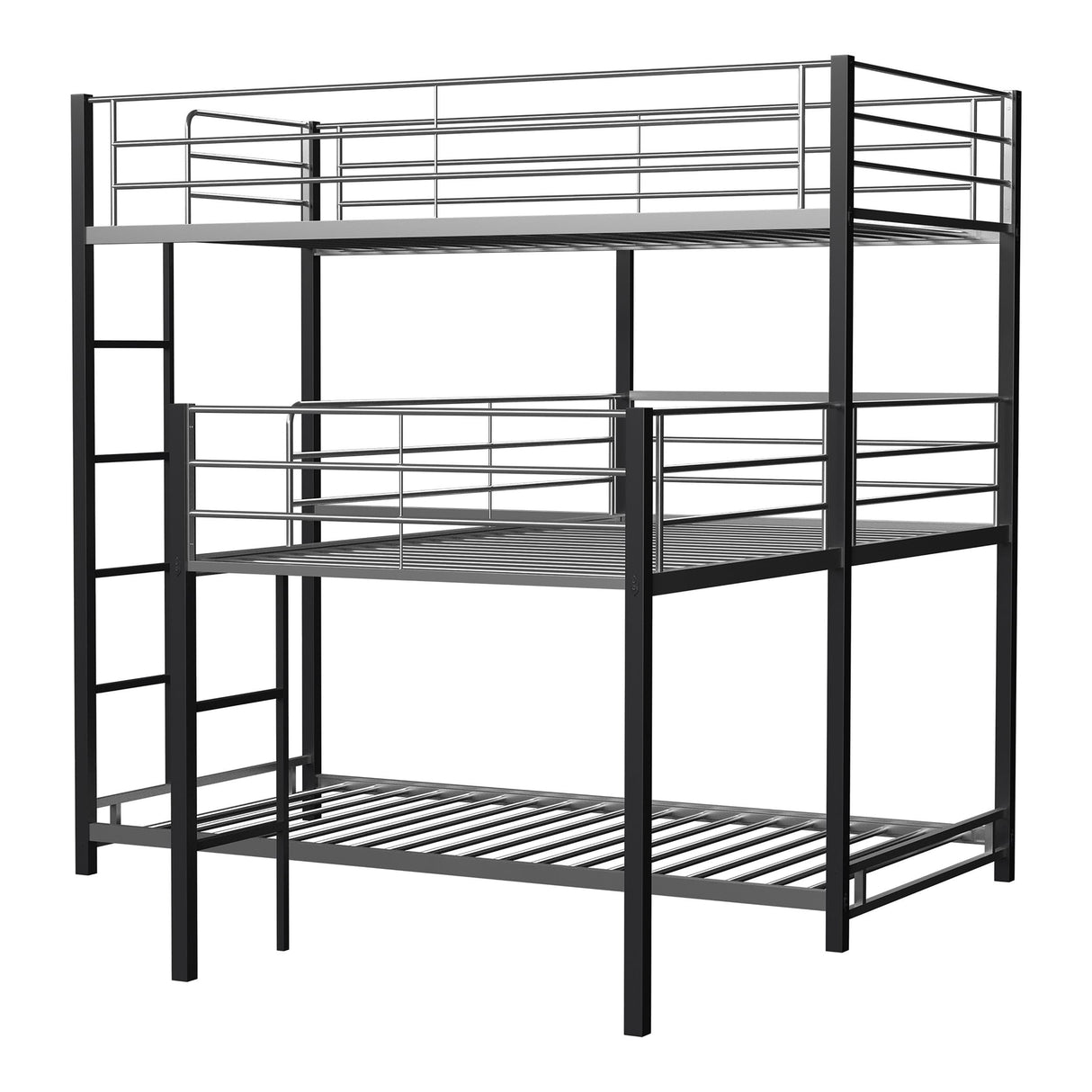 Crossman Metal Twin Triple Bunk Bed in Sand Black