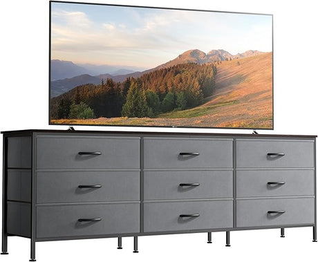 9 Drawer Dresser, 63 Inch Dresser TV Stand for 55, 65, 70 Inch TV