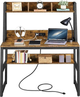 Home Office 47 Inch Writing Desk with Power Outlets and 2 USB Charging Ports