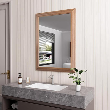 24x32 Inch Bathroom Mirror Silver, Thick Metal Framed Wall Mirrors for Over Sink,