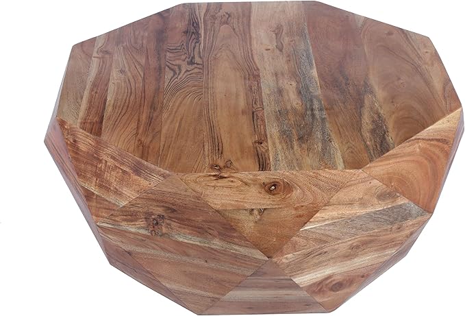 33-Inch Diamond Shape Acacia Wood Coffee Table with Smooth Top, Natural Brown