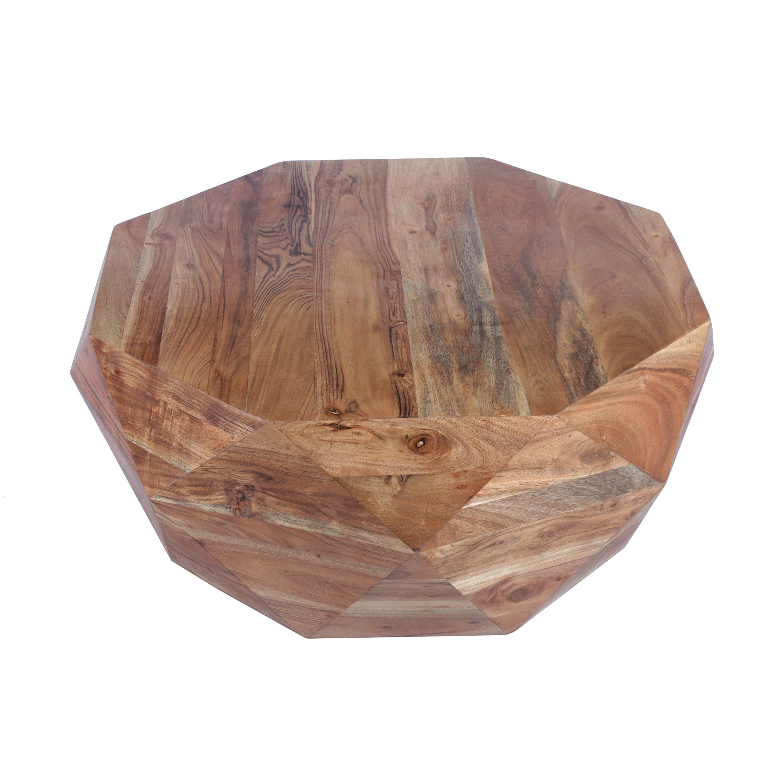 33-Inch Diamond Shape Acacia Wood Coffee Table with Smooth Top, Natural Brown