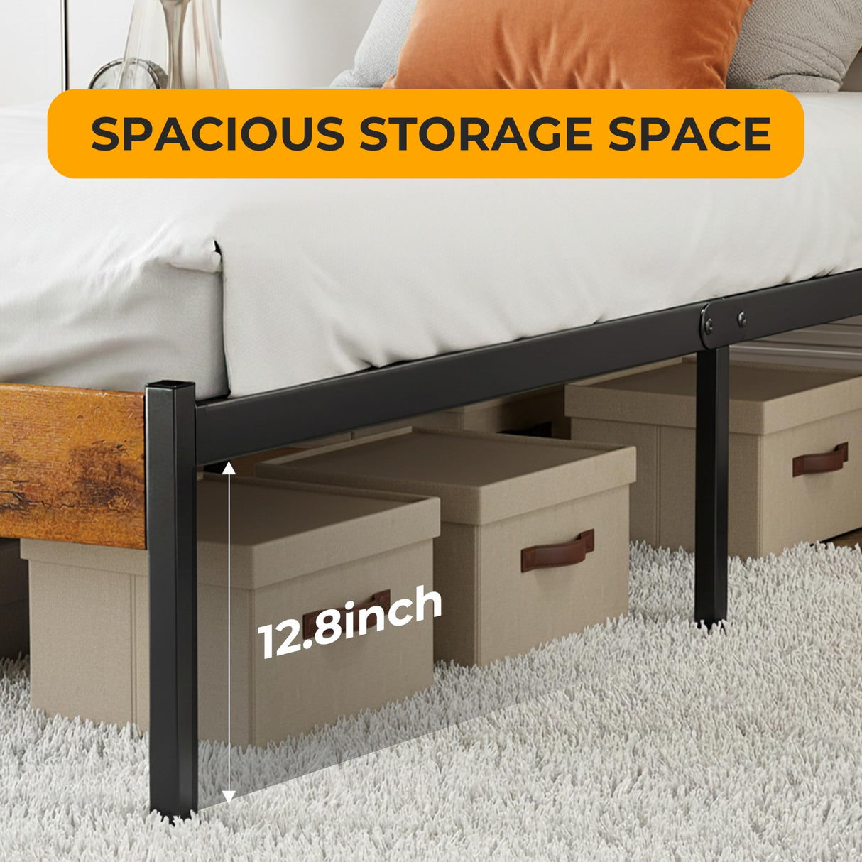 Full Size Metal Bed Frame with Headboard & Footboard