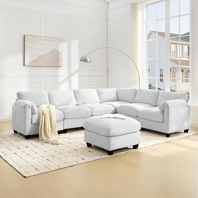 Oversized Corduroy Sectional Couches for Living Room
