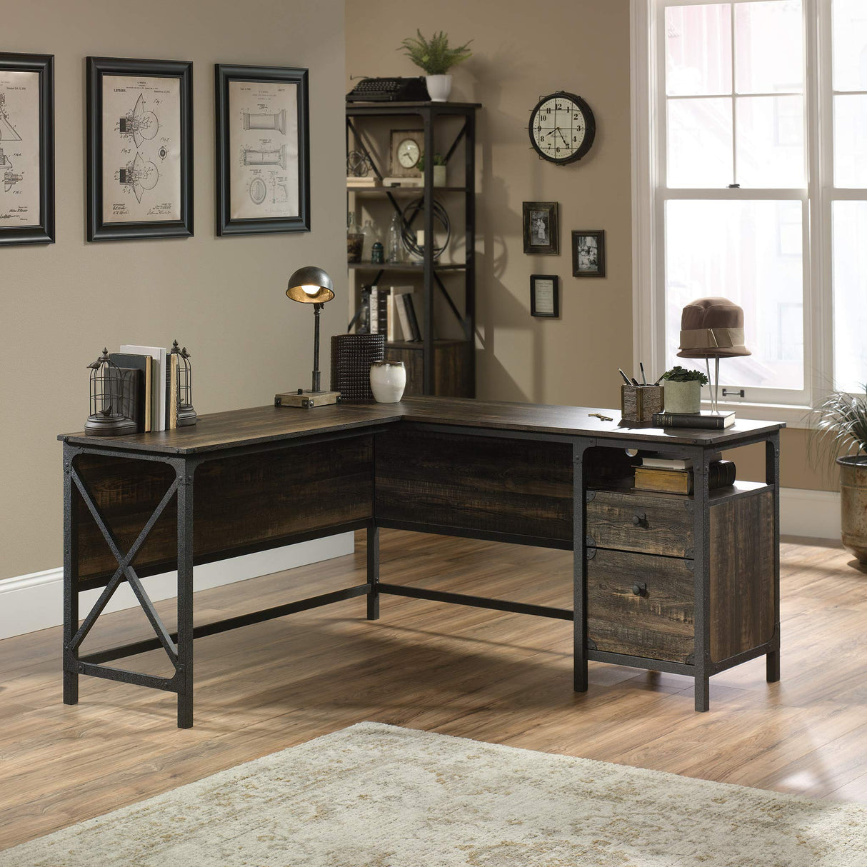 Steel River Rustic Industrial Style L-Shaped Corner Desk