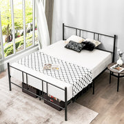 Size Platform Bed Frame, Reinforced Bed Base with High Headboard