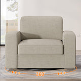 Swivel Accent Chair, Cozy Linen Reading Chair for Adults, Comfy Single Sofa Chair