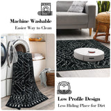 Moroccan Washable Rug 4x6, Black Boho Living Room Area Rug, Non-Slip Farmhouse Bedroom Carpet Dorm Room