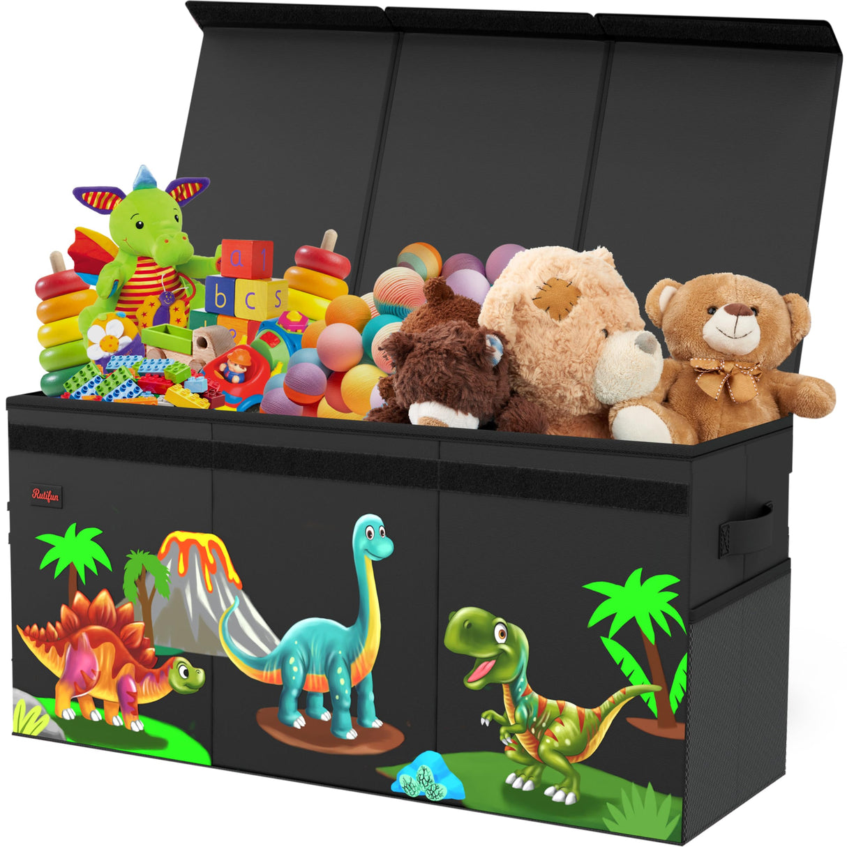 Toy Basket, Collapsible Toy Storage Organizer, Large Toy Chest Basket with Lid, Dinosaur