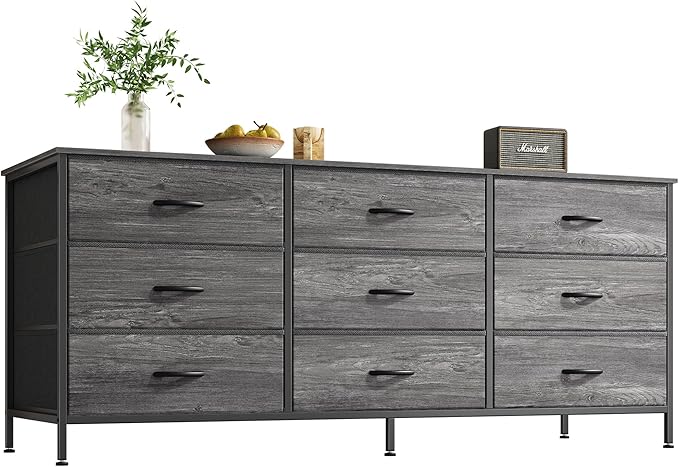 9 Drawer Dresser, 47 Inch Dresser TV Stand for 50, 55 Inch TV, Entertainment Center