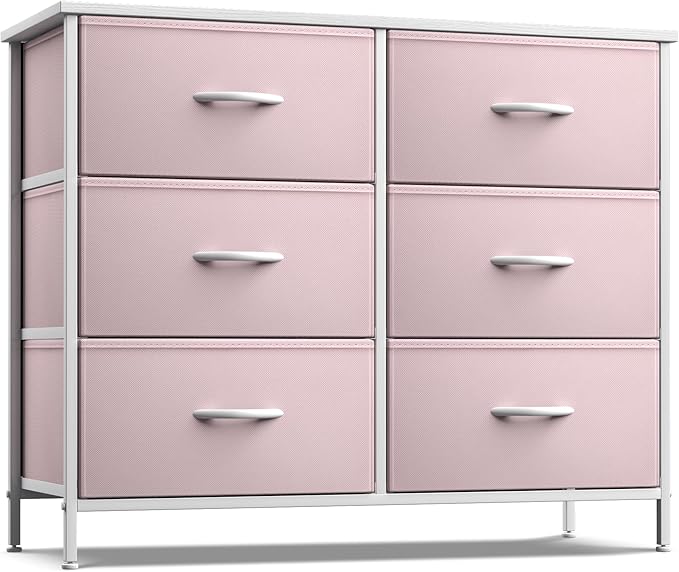 Kids Dresser with 6 Drawers - Storage Chest Organizer Unit with Steel Frame,