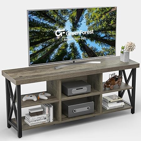 TV Stand for TV up to 65 inches, Entertainment Center with 6 Storage Cabinet