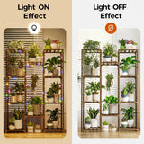 Bamworld Indoor Plant Stand with Fairy Light Hanging Plants Shelf for Multiple Plants Pots Tall Large Flower Holder for Living Room Patio, Balcony Garden