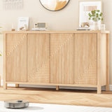 Buffet Cabinet with Storage, Fluted Sideboard Wood Accent Cabinet with Doors