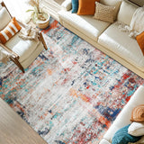 Washable Area Rug 5'x7' Organe Abstract Retro Boho Neutral Large Oriental Non-Slip&Stain Resistant