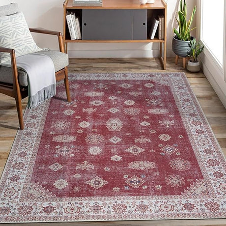 Machine Washable 2'6x6'6 Area Rug with Non Slip Backing for Living Room, Bedroom