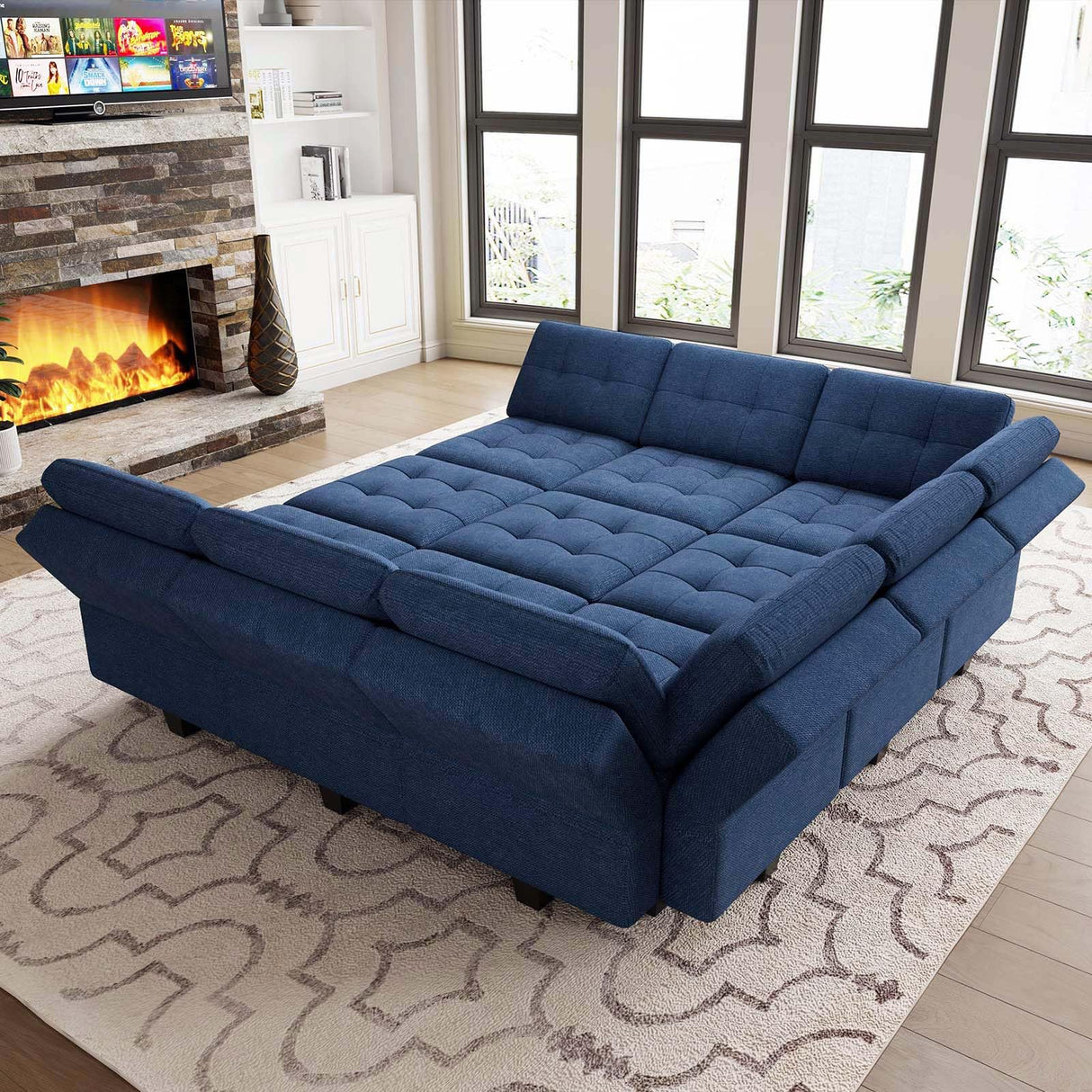 Modular Sectional Sleeper Sofa Couch with Storage Seat Reversible Modular Sofa Couch