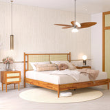 Oliver King Bed Frame and Headboard - 15-Inch Signature Design with Rattan Headboard,