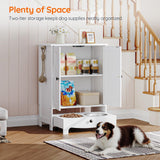 Elevated Dog Feeding Station with Storage Cabinet