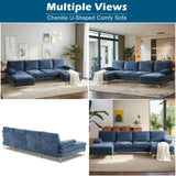 110" Large U-Shape Sectional Sofa Couch with 51" D Double Chaise for Living Room