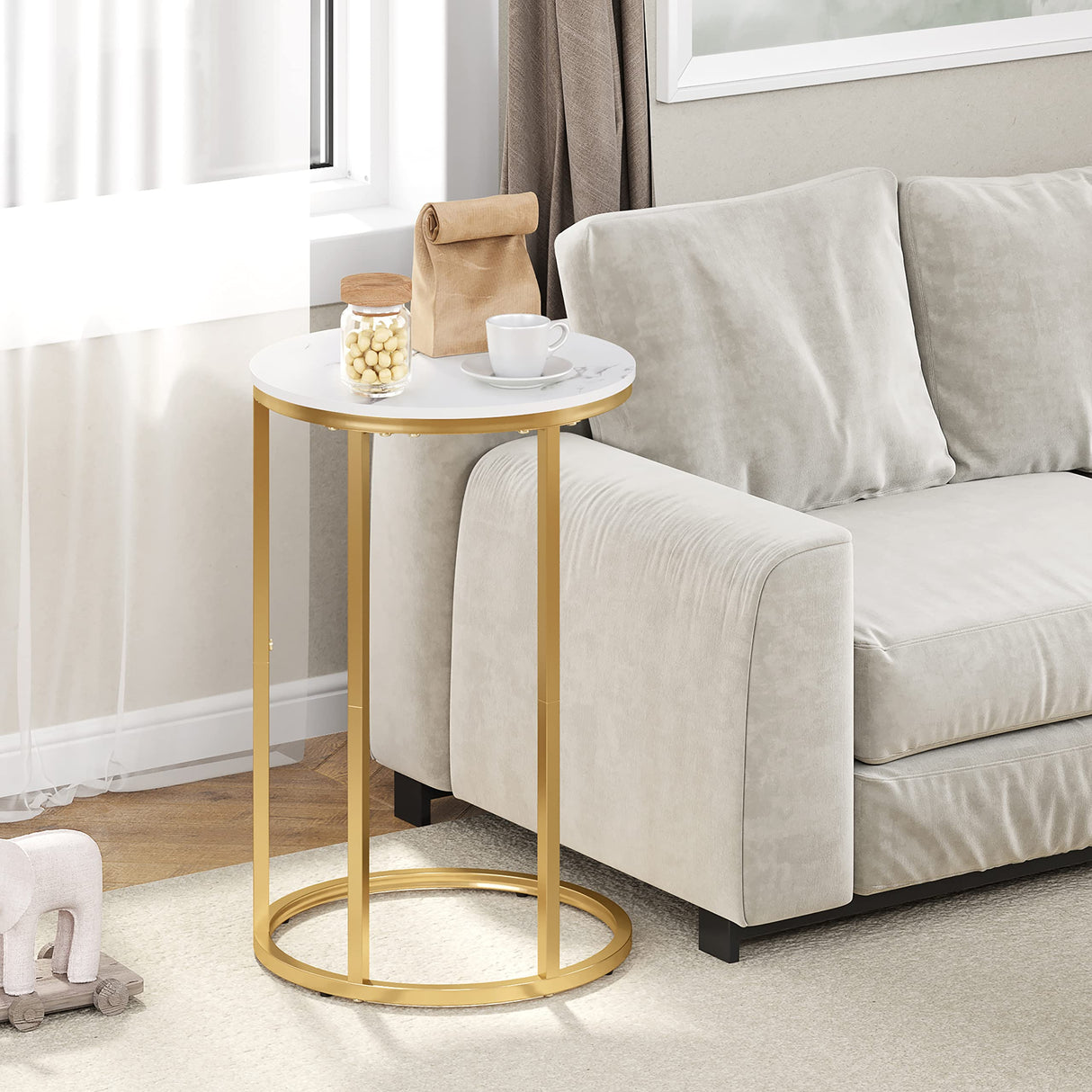 C Table End Table, C Shaped Sofa Side Table, Couch Tables That Slide Under