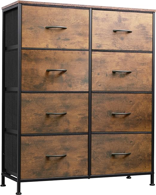 Fabric Dresser for Bedroom, Tall Dresser with 8 Drawers, Storage Tower with Fabric Bins