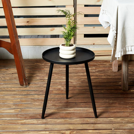 Decent End/Side Tables - Small Round Accent Table, Metal Black Narrow Night Stands