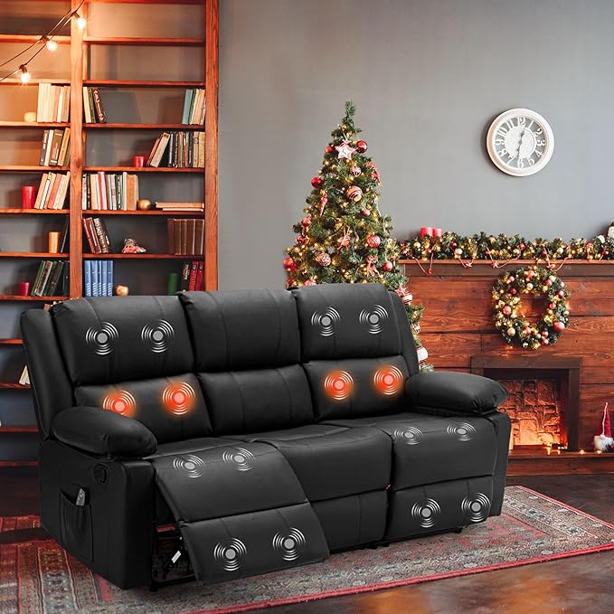 Reclining Sofa with Massage&Heat Function, Wall Hunger Recliner Couch