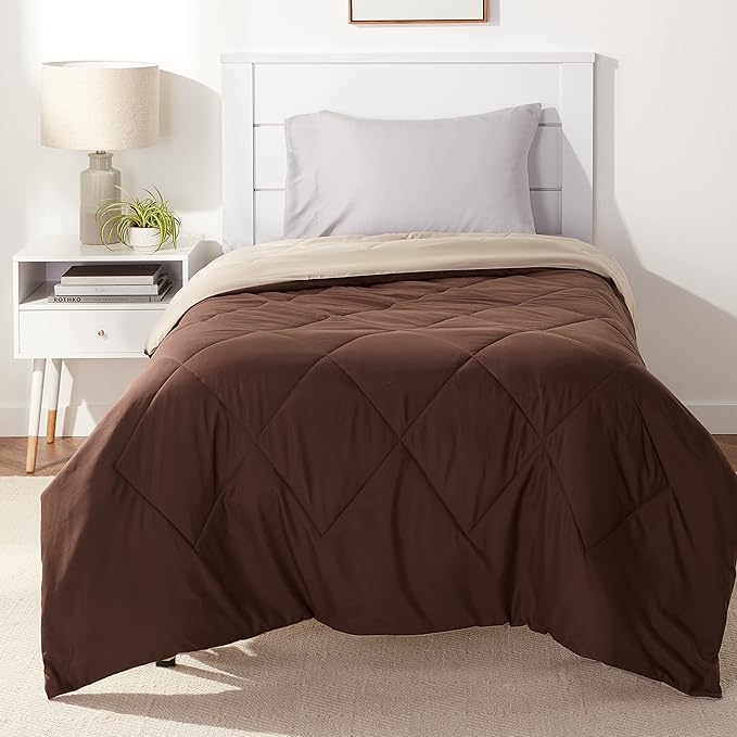 Warm and Cozy Reversible Lightweight Microfiber Comforter Blanket, Twin/Twin XL