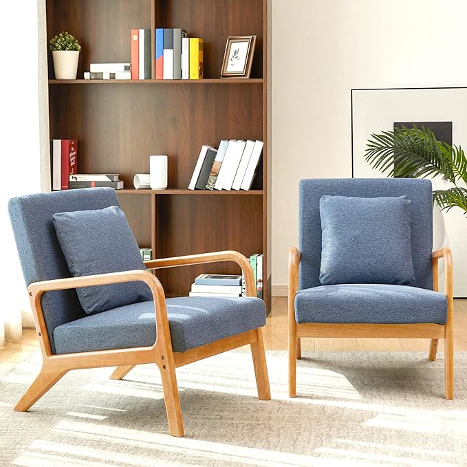 Mid-Century Modern Accent Chair,Fabric Lounge Boho Side Chair for Living Room
