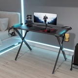 Gaming Desk with RGB LED Lights, 45 Inch Gamer Desk PC Gaming Computer Desk