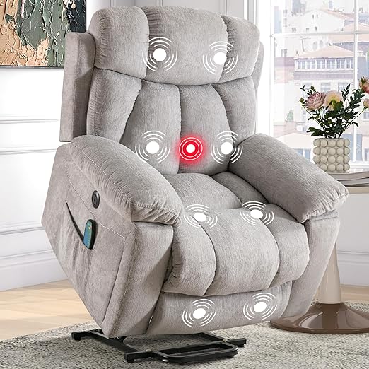 StoneCraft Titan XL Power Lift Recliner Chair – Massage, Heat, USB & Hidden Cup Holders