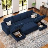 Modular Sectional Sleeper Sofa with Pull Out Bed Convertible U Shaped Sectional Sofa