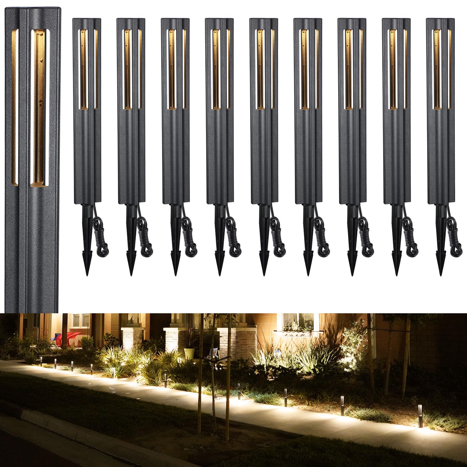 10-Pack Low Voltage Landscape Pathway Lights