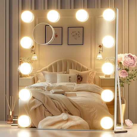 Vanity Mirror with Lights and Bluetooth Speaker, 11" x 14" Hollywood Mirror, Makeup Mirror