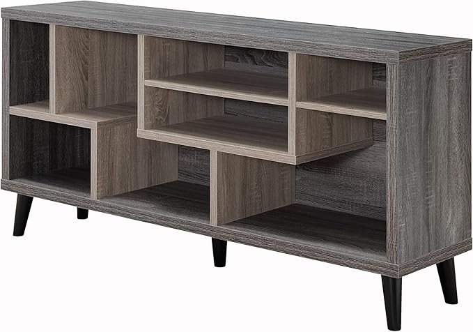 TV Stand, Distressed Grey & Light Oak