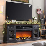 Farmhouse Fireplace TV Stand with 36" Electric Fireplace for 80 Inch TVs