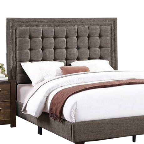 Zofi Modern Queen Size Bed, Deep Square Tufted Upholstery