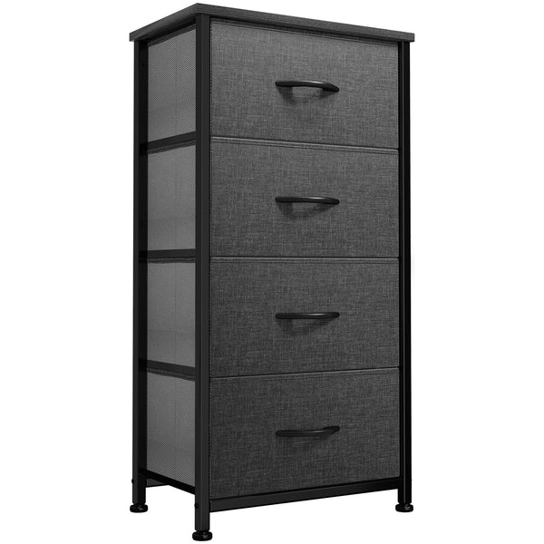 Storage Tower with 4 Drawers - Fabric Dresser, Organizer Unit for Bedroom, Living Room