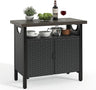 Outdoor Storage Cabinet, Patio Bar Table with Two Doors and Shelves