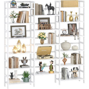 Bamboo Triple Wide 6-Tier Bookshelf and Bookcase, 6ft Tall Bookshelves