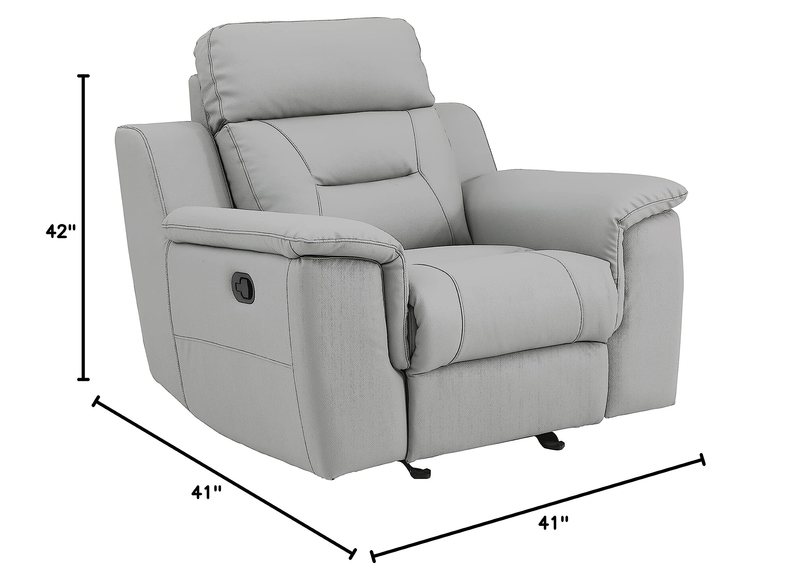 Blackjack Furniture Walker Leather Match Upholstered Reclining Living Room, Accent Chair, Gray