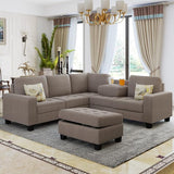 L-Shaped Corner Reversible Sectional Sofa Couch W/Chaise & Storage Ottoman