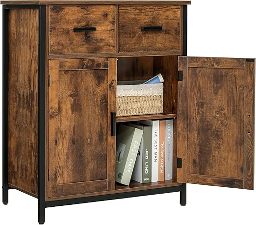 Storage Cabinet, Bathroom Cabinet with 2 Drawers & Adjustable Shelf, Freestanding