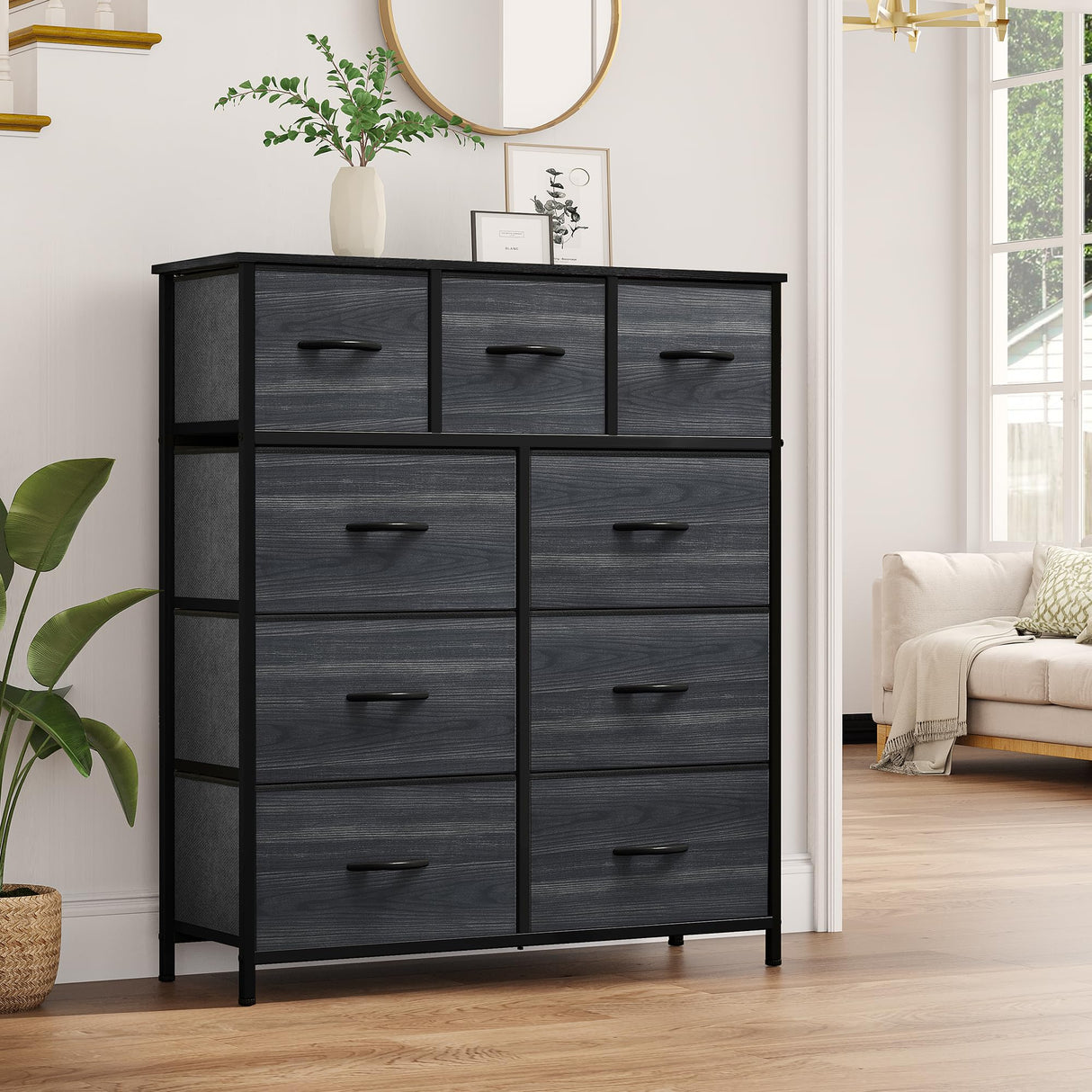 Dresser with 9 Drawers - Fabric Storage Tower, Organizer Unit for Living Room, Hallway