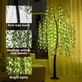 7FT Lighted Willow Tree,384 LED Light Up Weeping Willow Tree with 8 Modes & Timer,