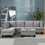 Modern Tufted Micro Suede L Shaped Sectional Sofa Couch with Reversible Chaise