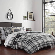 King Comforter Set - Cotton Reversible Plaid Bedding with Matching Shams