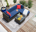 5 Piece Patio Furniture Set Wicker Outdoor Sectional Sofa with Thick Cushions