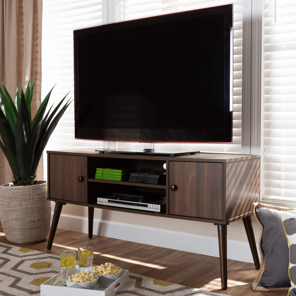 Baxton Studio TV Stands, One Size, Walnut